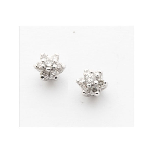 Pendientes rosetón en oro blanco con diamantes talla brillante con un peso total de 0,23 cts. aprox.