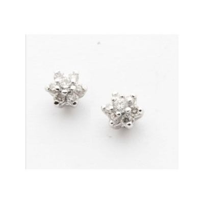 Pendientes rosetón en oro blanco con diamantes talla brillante con un peso total de 0,23 cts. aprox.
