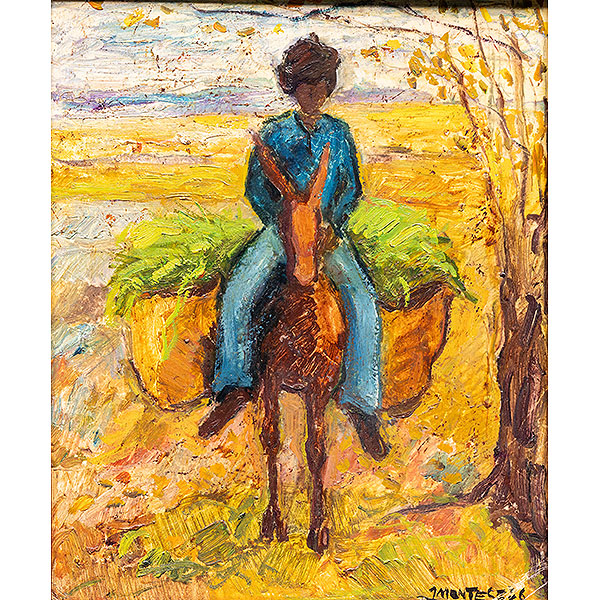 "Campesino con burro"  JESÚS MONTES IRIBARREN (Irún, 1940)