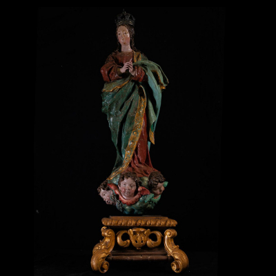 Gran Inmaculada, siguiendo los modelos de Alonso Cano, escuela colonial Novohispana del siglo XVIII.