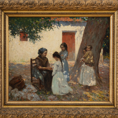 &quot;Niños en el parque&quot;.  ALBERTO PLA RUBIO (Valencia, 1867-Barcelona, 1937). 