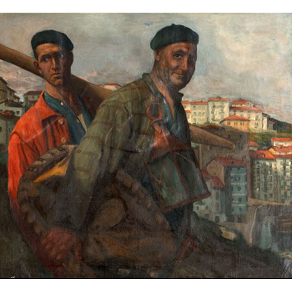 JULIAN IBÁÑEZ DE ALDECOA Y ARANA  (Lekeitio,Vizcaya 1876 - Buenos Aires 1952) &quot;Arrantzales en Motrico&quot;