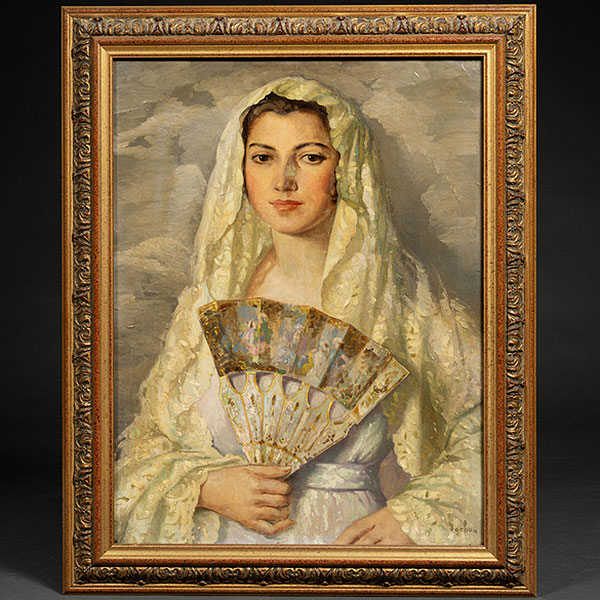 "Mujer con abanico"  ENRIQUE OCHOA(Cádiz, 1891-Palma de Mallorca, 1978) 