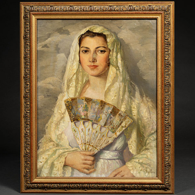 &quot;Mujer con abanico&quot;  ENRIQUE OCHOA(Cádiz, 1891-Palma de Mallorca, 1978) 
