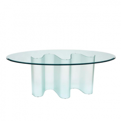 Mesa de comedor dise&ntilde;o Marea para Fiam Italia. S. XX.  Realizada en cristal en su color y esmerilado.  
