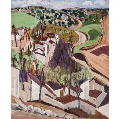 Menchu Gal. "La Olmeda (c. 1985-90)". &Oacute;leo sobre tabla. 