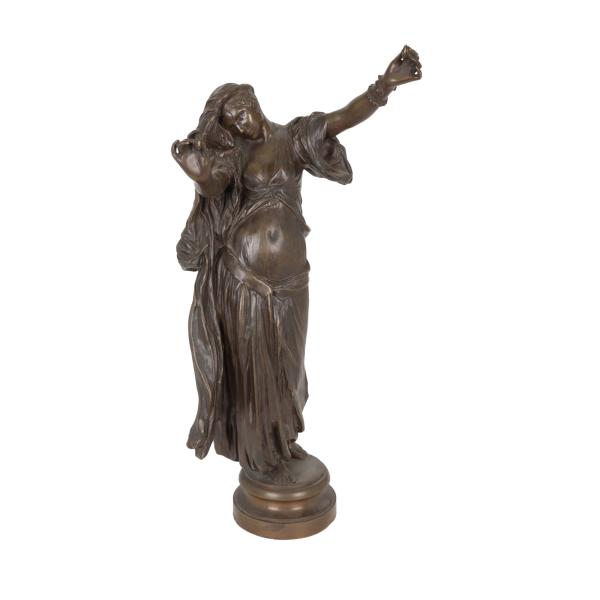 Antonin Mercié (Toulouse, Francia, 1845-París, Francia, 1916).  L’Almée o la danza del vientre según Jean-Léon Gérôme. Escultura en bronce patinado.