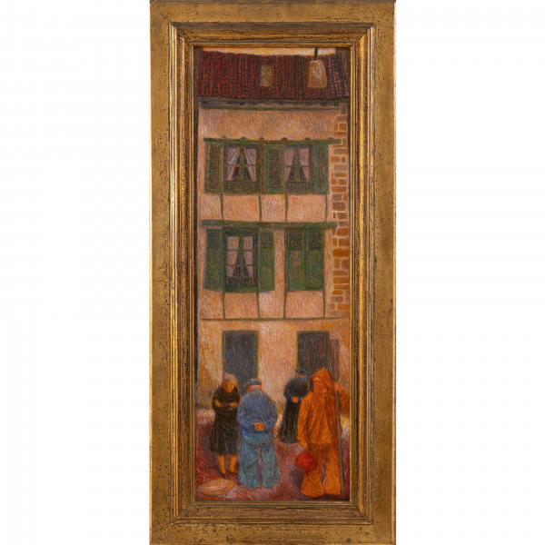 "Atardecer en el pueblo"  ENRIQUE ALBUZU (Fuenterrabía, 1926 -2014) 