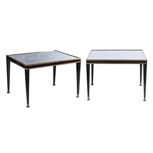 Marc du Plantier (Francia, 1901 - 1975) Pareja de mesas auxiliares lacadas en negro y bronce
