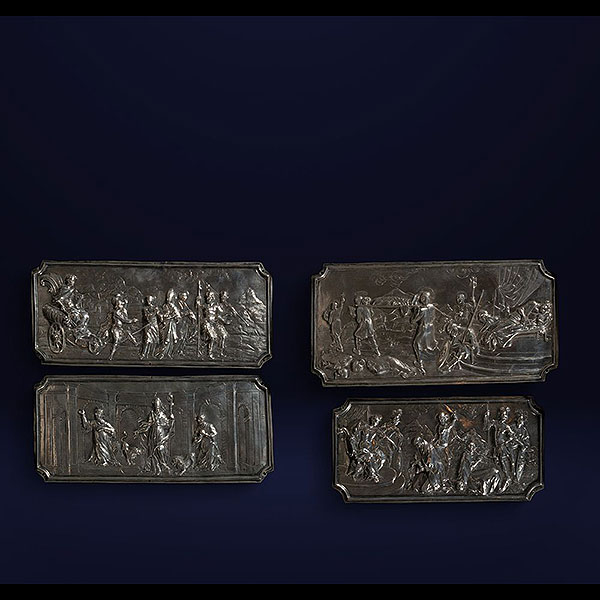 Cuatro relieves de plata con escenas veterotestamentarias, siglo XVIII.