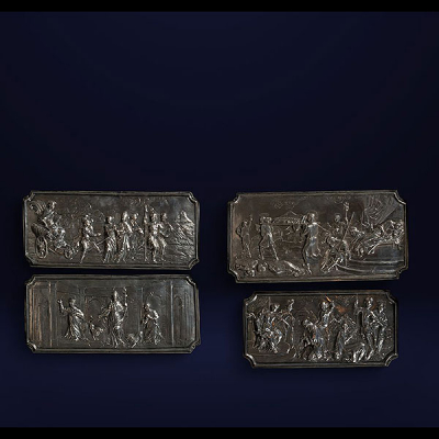Cuatro relieves de plata con escenas veterotestamentarias, siglo XVIII.