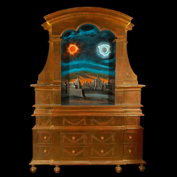 Mueble retablo del siglo XIX, en oro fino la hoja.