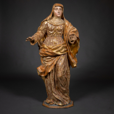 &quot;Virgen&quot; Escultura en madera tallada y policromada. Trabajo español del siglo XVIII