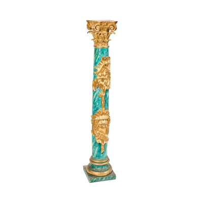 Columna barroca de capitel corintio en madera tallada y dorada, segunda mitad del s.XVIII.