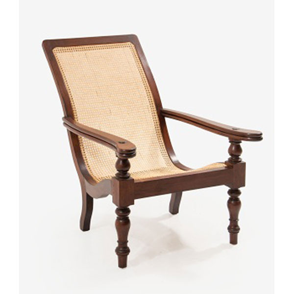 Sill&oacute;n colonial en madera de caoba y rejilla. Anglo-indio.   &Eacute;poca: Fin S. XIX - Pp. S. XX 