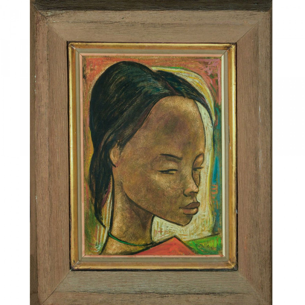 Ángel Botello y Barros (Galicia, 1913 - Puerto Rico, 1986) - Mujer haitiana (h.1950).    Óleo sobre Tablex.