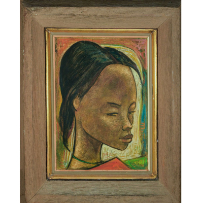 Ángel Botello y Barros (Galicia, 1913 - Puerto Rico, 1986) - Mujer haitiana (h.1950).    Óleo sobre Tablex.