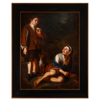 Atribuido a Pedro Núñez de Villavicencio (Sevilla, 1644-Madrid, 1695) - Invitación a un Juego de Argolla, Escuela Sevillana del siglo XVII.   Óleo sobre lienzo.