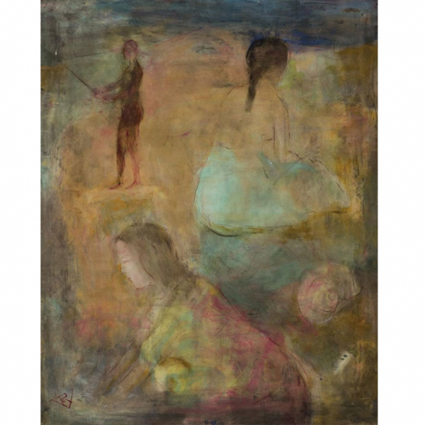 Rosario de Velasco.   &quot;La pesca&quot;. Gouache sobre papel. Firmado  