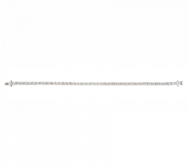 Pulsera rivière de brillantes en oro blanco, engastados en garras articuladas.   En oro amarillo de 18K.