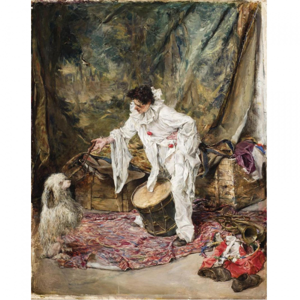 Francisco Domingo Marqués. "Un alumno aplicado (1875)". Óleo sobre tabla. Firmado, fechado (1875) y localizado (Madrid) en el centro derecha.