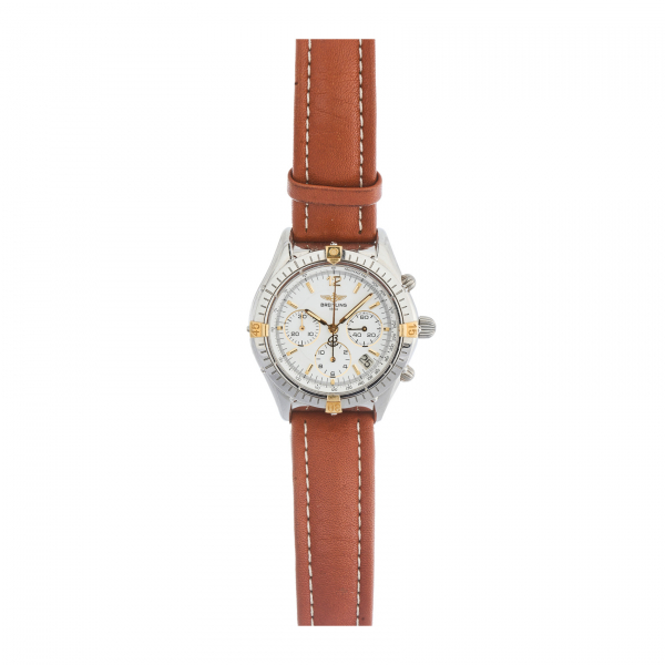 BREITLING «Cronomat GMT». Reloj de pulsera unisex. En acero y oro con correa de piel. Reedición 1990.