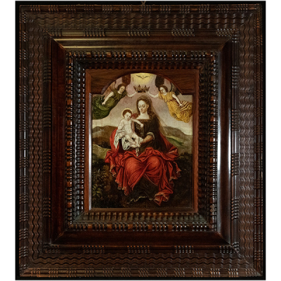 Importante Coronación de la Virgen Hispano Flamenca, círculo de Pedro de Campaña de principios del siglo XVI