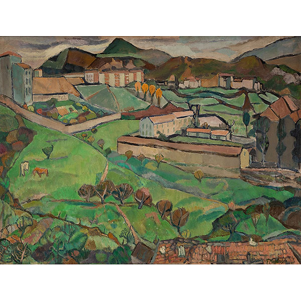 FERNANDO MAIDAGAN INCHAUSTI   (Bilbao 1910 - 1996).  "Campas de Atxuri"  Firmado: F. Maidagan.  Óleo / Lienzo 