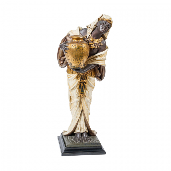 Manufactura Koening & Lengsfeld (Koeln, Alemania, ppios. del s.XX) Figura orientalista. Escultura en terracota policromada sobre base en madera. Firmada.