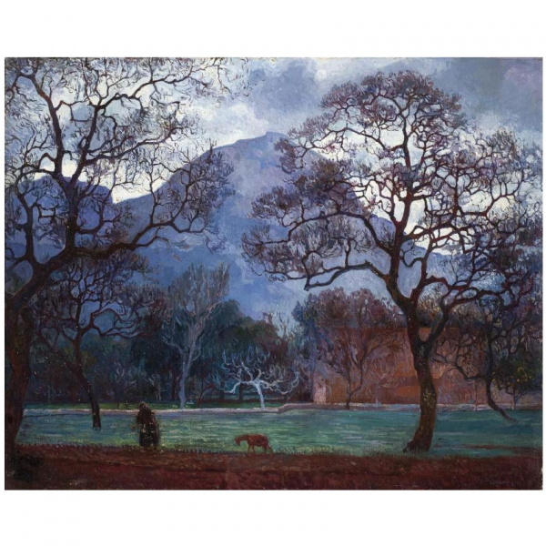 Tito Cittadini. "Tarde de invierno (1922)". Óleo sobre lienzo. Firmado en el ángulo inferior derecho.