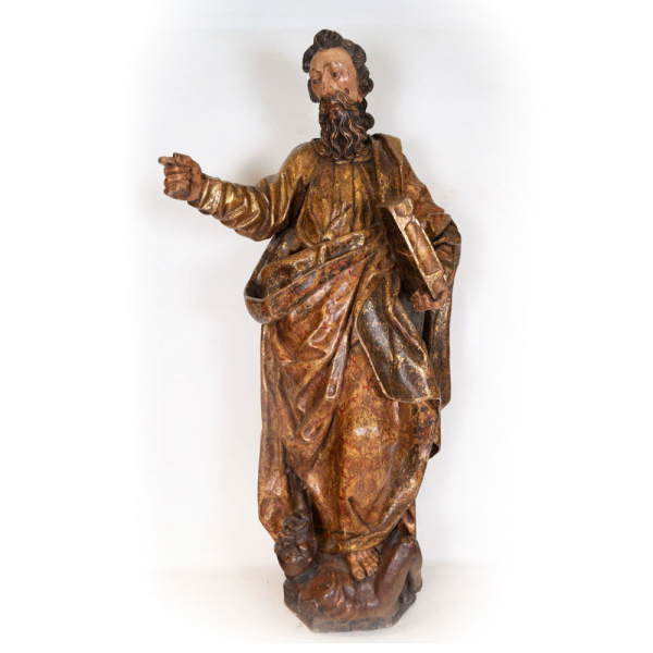 San Bartolomé, importante talla en madera, escuela Gótica Catalana o Valenciana de finales del siglo XV.