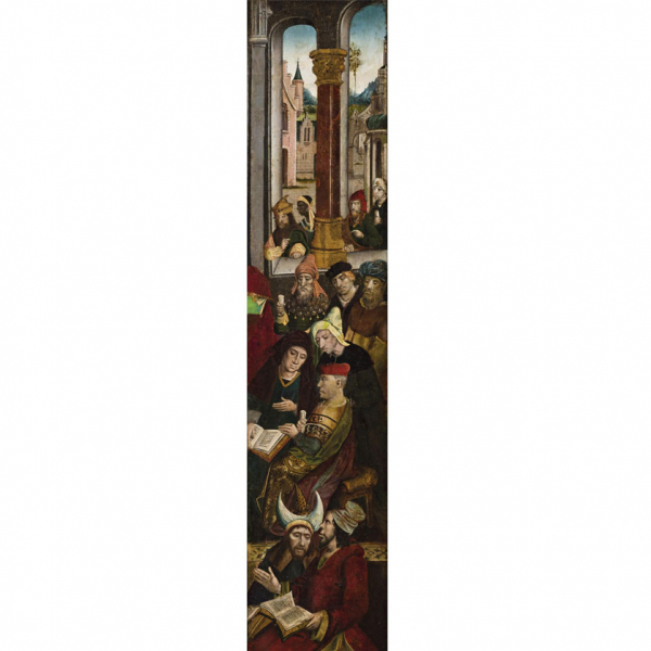 Escuela Centroeuropea XV-XVI. "Los doctores". Óleo sobre lienzo.