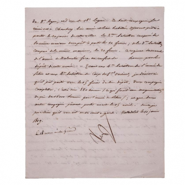Napoleón Bonaparte. Carta desde Valladolid 1809