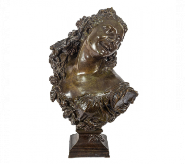 Jean-Baptiste Carpeaux. Bacante con rosas nº2.  Busto en bronce patinado. 