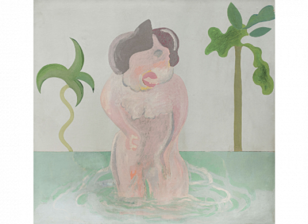 CARLOS ALCOLEA (La Coru&ntilde;a, 1949 - Madrid, 1992)  Piscina, 1971.   Acr&iacute;lico sobre lienzo.  