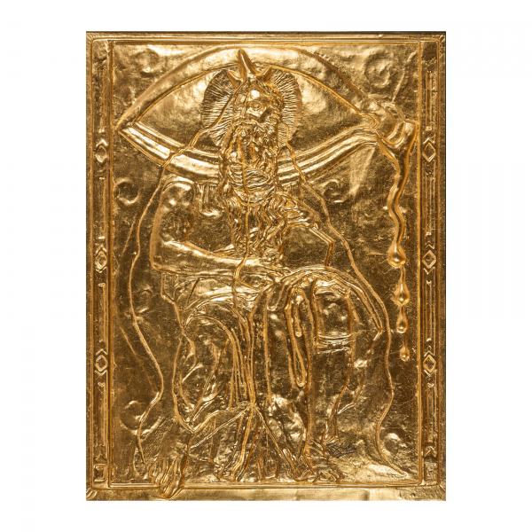 Homenaje a Salvador Dalí (Figueres, Girona, 1904-1989) Moisés y el monoteísmo. Plafón escultórico patinado en oro dorado.