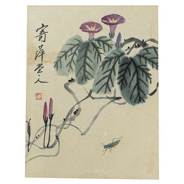 Qui Baishi (Xiangtan, China, 1864-Pekín, China, 1957) Flores e insectos. Acuarela sobre papel. 