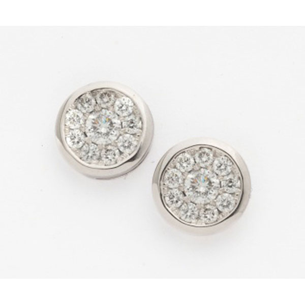 Pendientes en oro blanco con cuajado de diamantes talla brillante