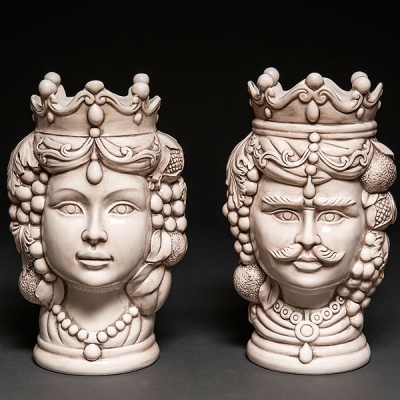 Pareja de maceteros en cerámica de Bassano 