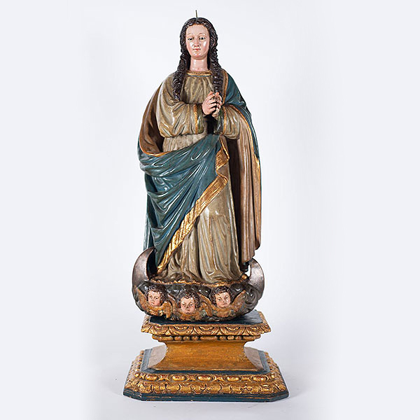 Inmaculada Concepción, siglo XVII, escuela colonial de La Real Audiencia de Quito, Actual Ecuador. 