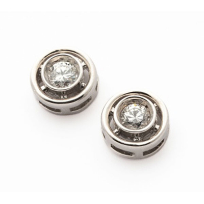 Pendientes chatón en oro blanco con diamantes talla brillante de un peso total de 0,36 cts. aprox.