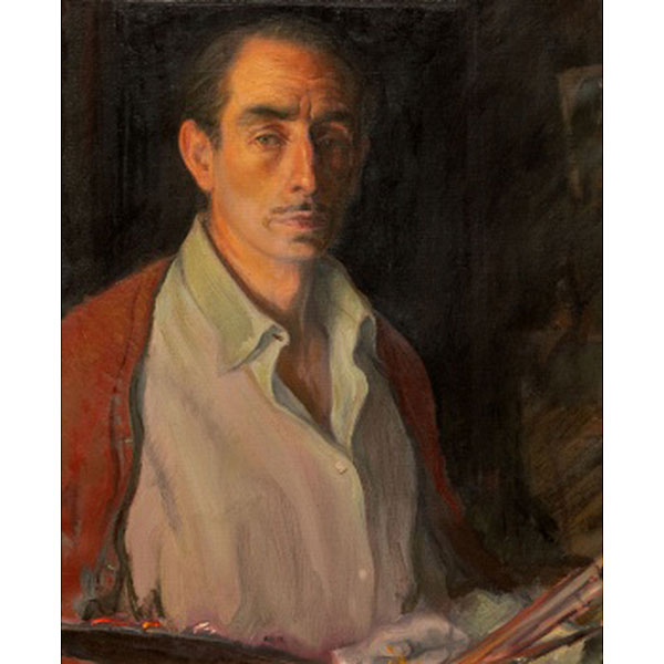 ÁNGEL GARAVILLA ACHABAL   (Lequeitio 1906 - Barcelona 1961)  "Autorretrato del pintor Angel Garavilla"  Óleo / Lienzo 