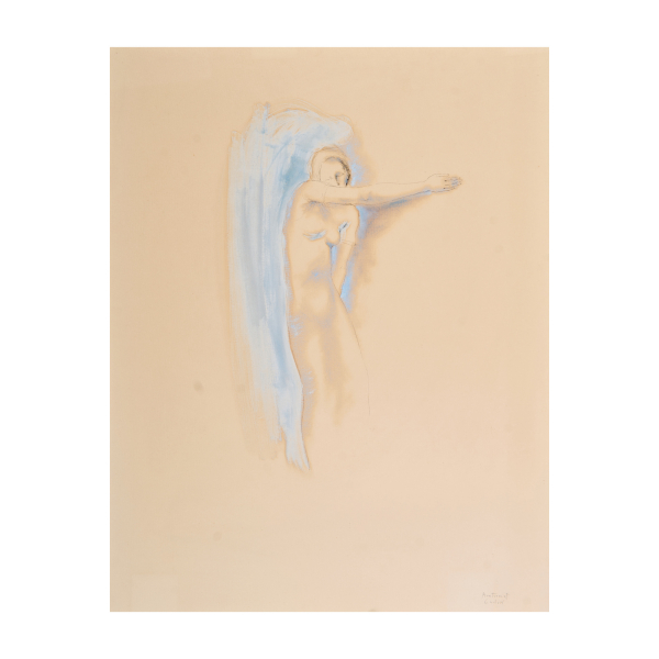 Montserrat Gudiol Corominas (Barcelona, 1933-2015) Semidesnudo femenino. Técnica mixta sobre papel. Firmado.