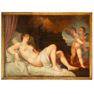 Federico de Madrazo y Kuntz (Roma, 1815-Madrid, 1894) Dánae recibiendo la lluvia de oro.   Óleo sobre lienzo