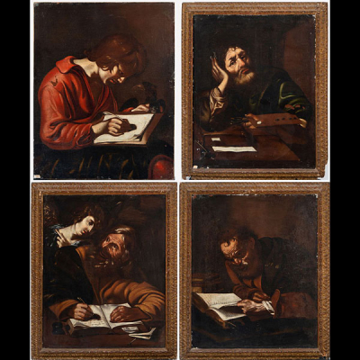 Muy Importante serie de los 4 apóstoles, a la manera de Miquel March (València, 1633-1670), escuela valenciana del siglo XVII.