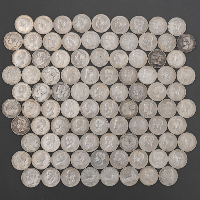 Conjunto de 92 monedas en plata del siglo XIX