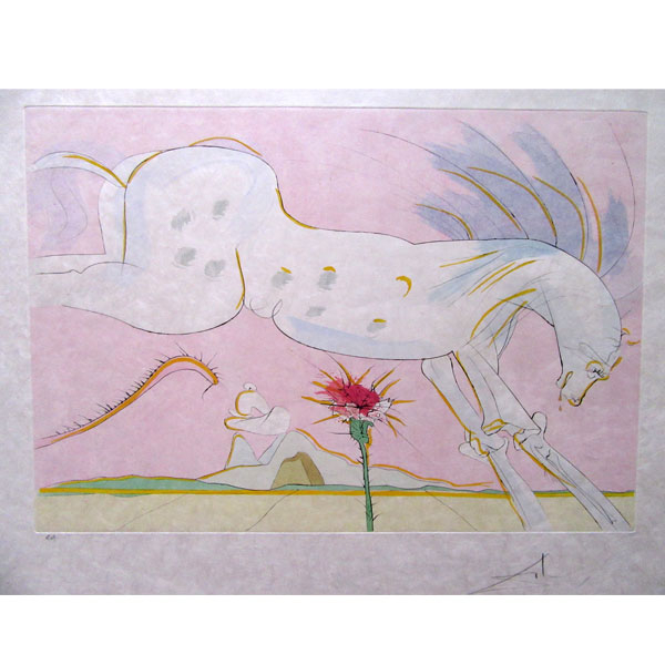 Salvador Dalí (Figueres, 1904-1989) &quot;Le Cheval et le Loup&quot;.   Grabado sobre papel Japón. Firmado 