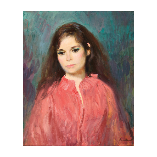 Ramon Pichot Soler (Figueres, Girona, 1925-1996) Joven de rojo. Óleo sobre tela.
