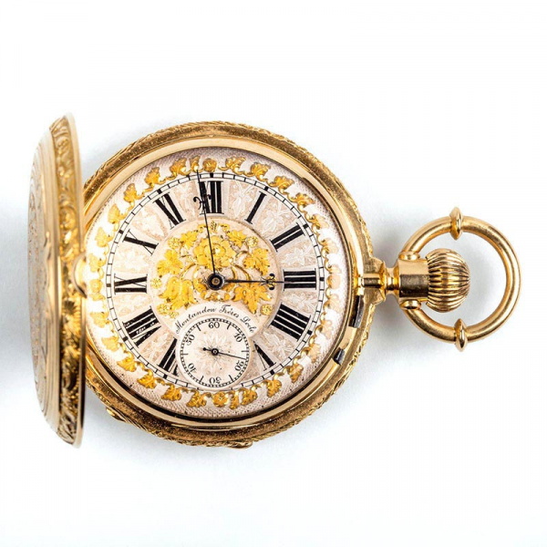 Gran reloj saboneta suizo MONTANDON FRERES, Nº 4025, LOCLE, en sólida caja de oro amarillo, 55 mm