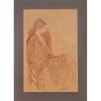 Isidre Nonell Monturiol: &quot;Gitana sentada&quot; (1909) Dibujo